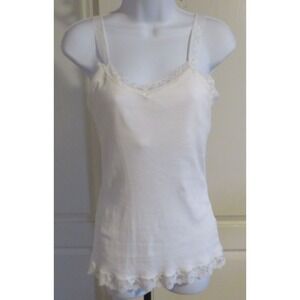 Womens Holly Land White Tank Top Lace Trim Lined Size Small Cami